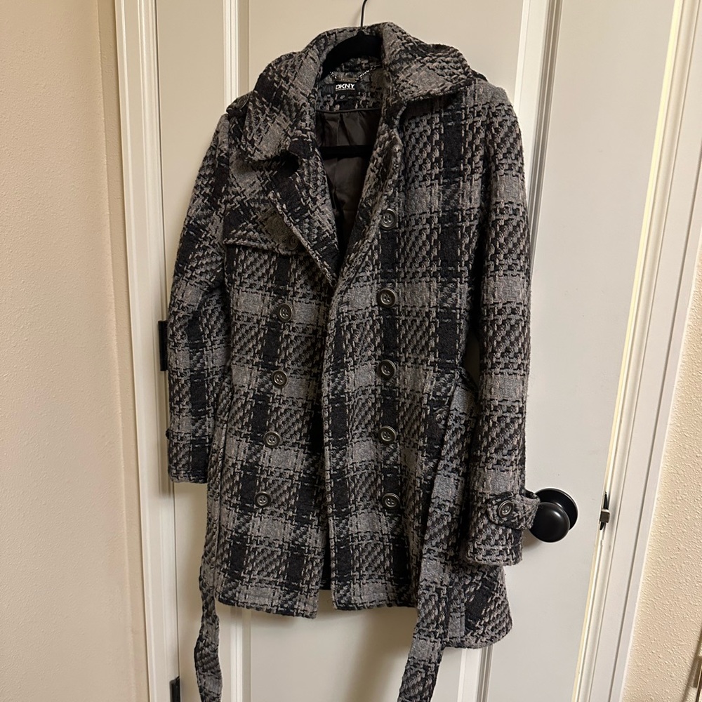 Vintage DKNY plaid tweed coat 4P